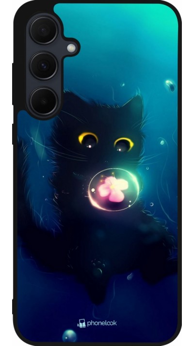 Samsung Galaxy A35 5G Case Hülle - Silikon schwarz Cute Cat Bubble