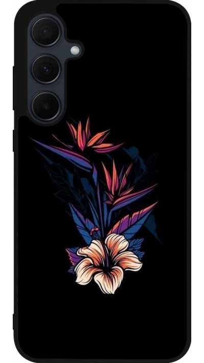 Samsung Galaxy A35 5G Case Hülle - Silikon schwarz Dark Flowers