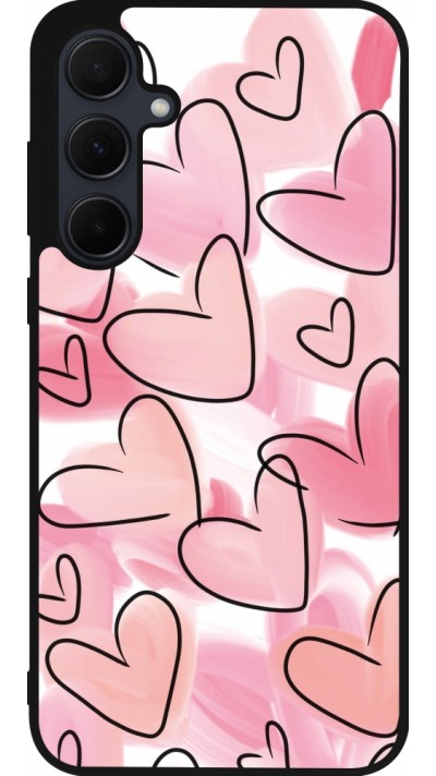 Samsung Galaxy A35 5G Case Hülle - Silikon schwarz Easter 2023 pink hearts