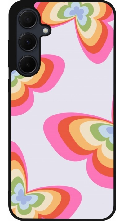 Samsung Galaxy A35 5G Case Hülle - Silikon schwarz Easter 2024 rainbow butterflies