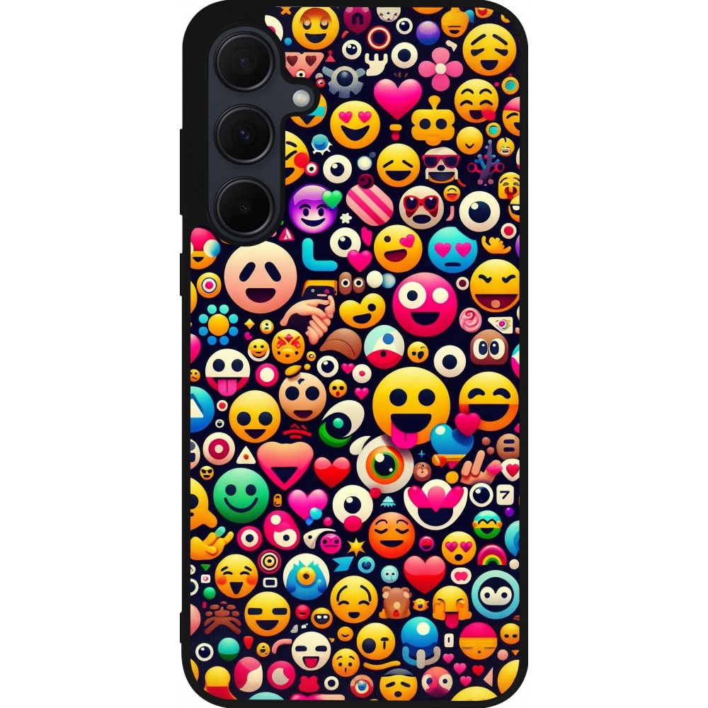 Samsung Galaxy A35 5G Case Hülle - Silikon schwarz Emoji Mix Farbe