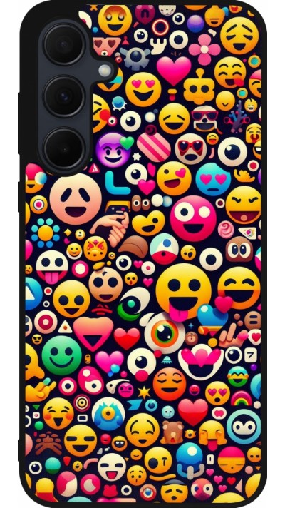 Samsung Galaxy A35 5G Case Hülle - Silikon schwarz Emoji Mix Farbe