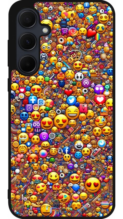 Samsung Galaxy A35 5G Case Hülle - Silikon schwarz Emoji gemischt