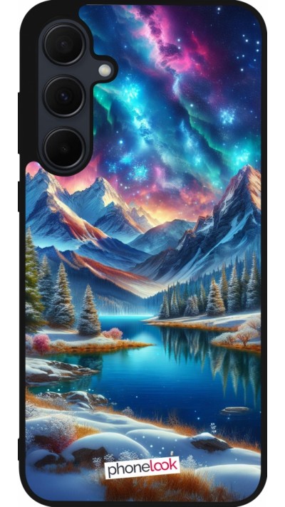 Samsung Galaxy A35 5G Case Hülle - Silikon schwarz Fantasiebergsee Himmel Sterne