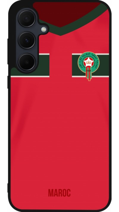 Samsung Galaxy A35 5G Case Hülle - Silikon schwarz Marokko 2022 personalisierbares Fussballtrikot