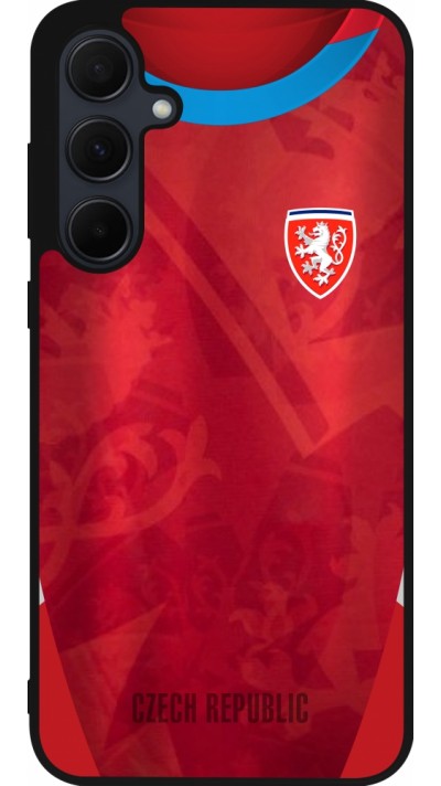 Coque Samsung Galaxy A35 5G - Silicone rigide noir Maillot de football République Tchèque personnalisable