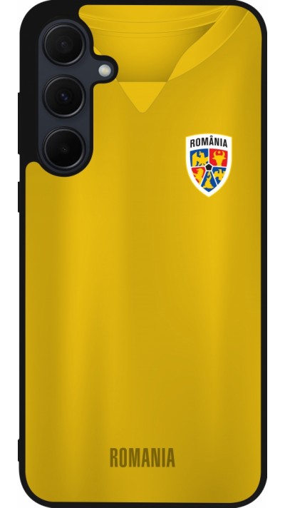 Coque Samsung Galaxy A35 5G - Silicone rigide noir Maillot de football Roumanie