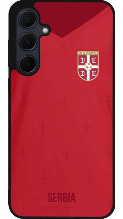 Samsung Galaxy A35 5G Case Hülle - Silikon schwarz Serbien 2022 personalisierbares Fussballtrikot