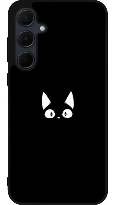 Samsung Galaxy A35 5G Case Hülle - Silikon schwarz Funny cat on black