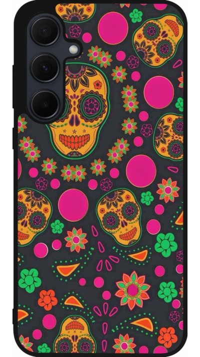 Samsung Galaxy A35 5G Case Hülle - Silikon schwarz Halloween 22 colorful mexican skulls