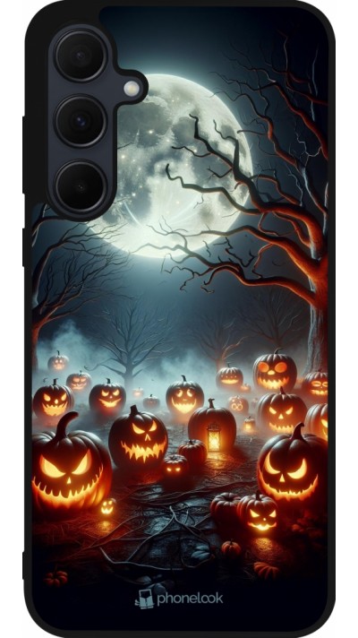 Samsung Galaxy A35 5G Case Hülle - Silikon schwarz Halloween 2024 Viele Kuerbisse