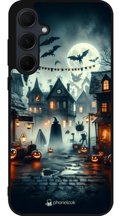 Samsung Galaxy A35 5G Case Hülle - Silikon schwarz Halloween Spukstadt