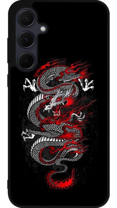 Samsung Galaxy A35 5G Case Hülle - Silikon schwarz Japanese style Dragon Tattoo Red Black