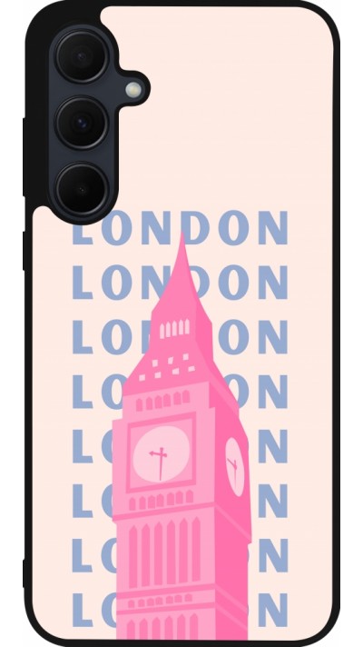 Samsung Galaxy A35 5G Case Hülle - Silikon schwarz London Pink Print