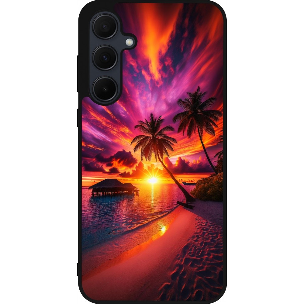 Samsung Galaxy A35 5G Case Hülle - Silikon schwarz Malediven Abenddämmerung Glückseligkeit