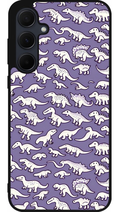 Samsung Galaxy A35 5G Case Hülle - Silikon schwarz Mini-Dino-Muster violett