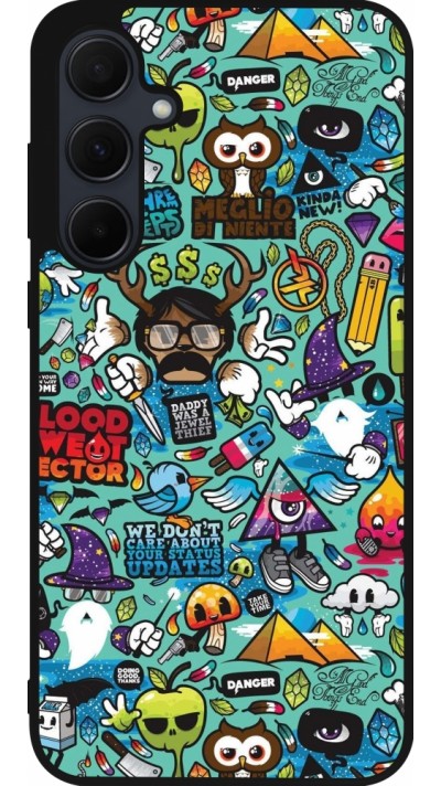 Samsung Galaxy A35 5G Case Hülle - Silikon schwarz Mixed Cartoons Turquoise