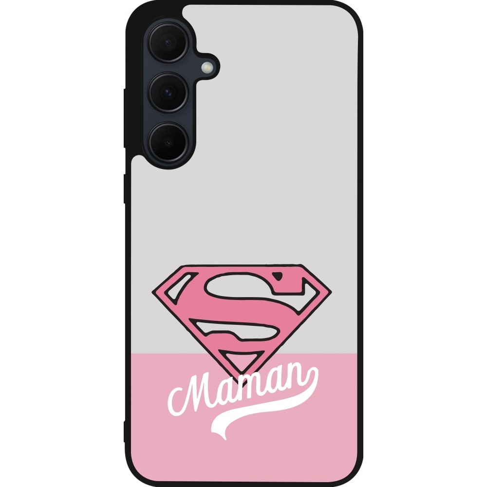 Samsung Galaxy A35 5G Case Hülle - Silikon schwarz Mom 2024 Super hero maman