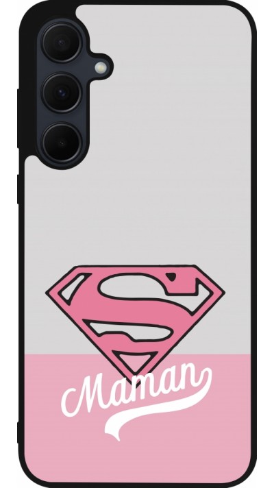 Samsung Galaxy A35 5G Case Hülle - Silikon schwarz Mom 2024 Super hero maman