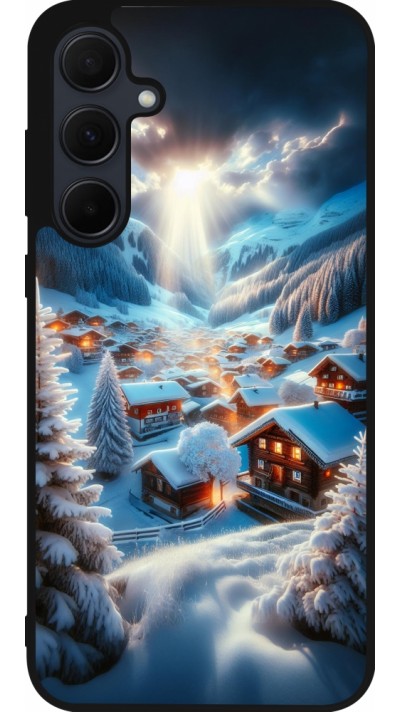 Samsung Galaxy A35 5G Case Hülle - Silikon schwarz Berg Schnee Licht