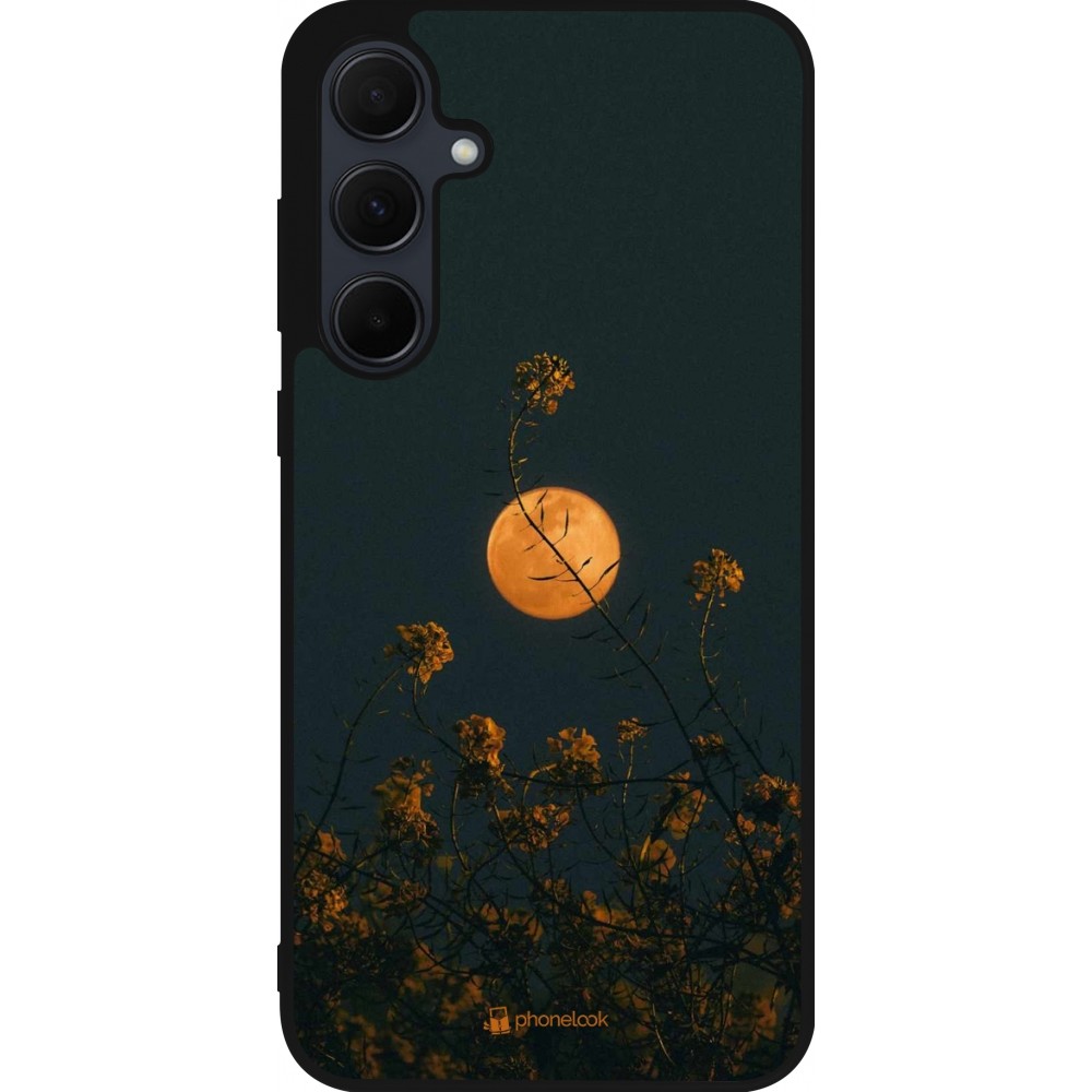 Samsung Galaxy A35 5G Case Hülle - Silikon schwarz Moon Flowers