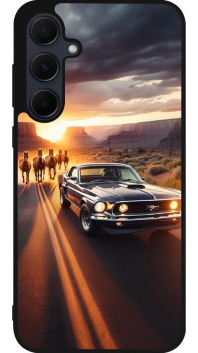 Coque Samsung Galaxy A35 5G - Silicone rigide noir Mustang 69 Grand Canyon