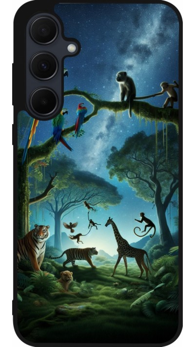 Coque Samsung Galaxy A35 5G - Silicone rigide noir Paradis des animaux exotiques