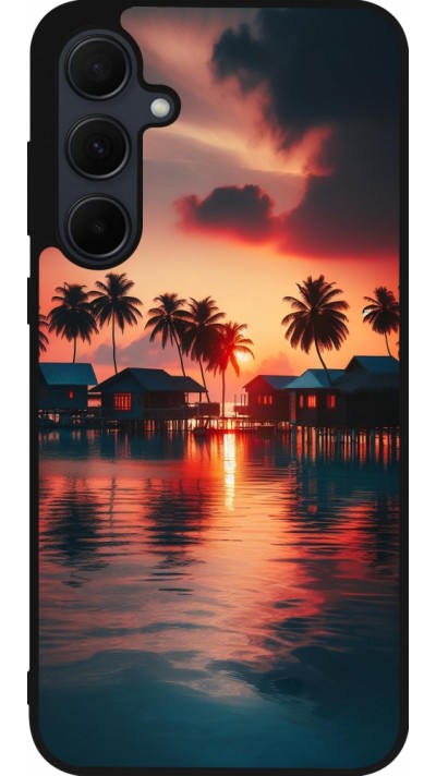 Coque Samsung Galaxy A35 5G - Silicone rigide noir Paradis Maldives