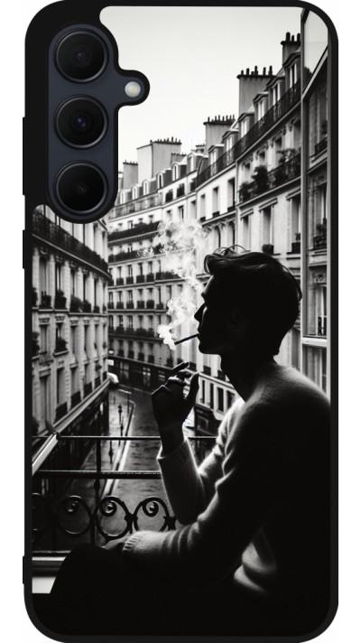 Coque Samsung Galaxy A35 5G - Silicone rigide noir Parisian Smoker