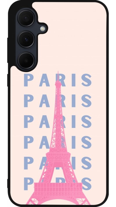 Samsung Galaxy A35 5G Case Hülle - Silikon schwarz Paris Pink Print