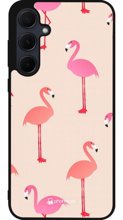 Coque Samsung Galaxy A35 5G - Silicone rigide noir Pink Flamingos Pattern