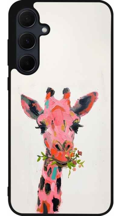 Samsung Galaxy A35 5G Case Hülle - Silikon schwarz Pink Girafe Paint