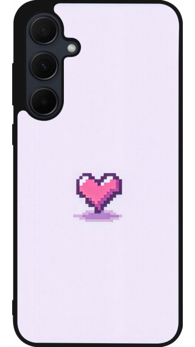 Samsung Galaxy A35 5G Case Hülle - Silikon schwarz Pixel Herz Hellviolett