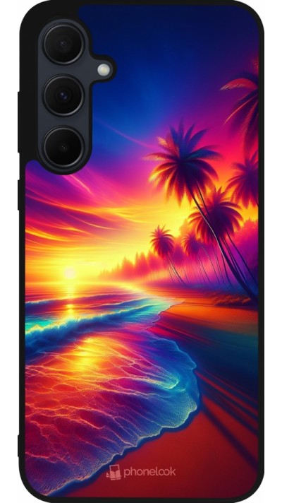 Samsung Galaxy A35 5G Case Hülle - Silikon schwarz Strand Sonnenuntergang auffällig