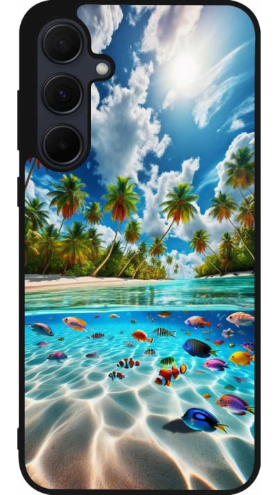 Coque Samsung Galaxy A35 5G - Silicone rigide noir Plage Paradis