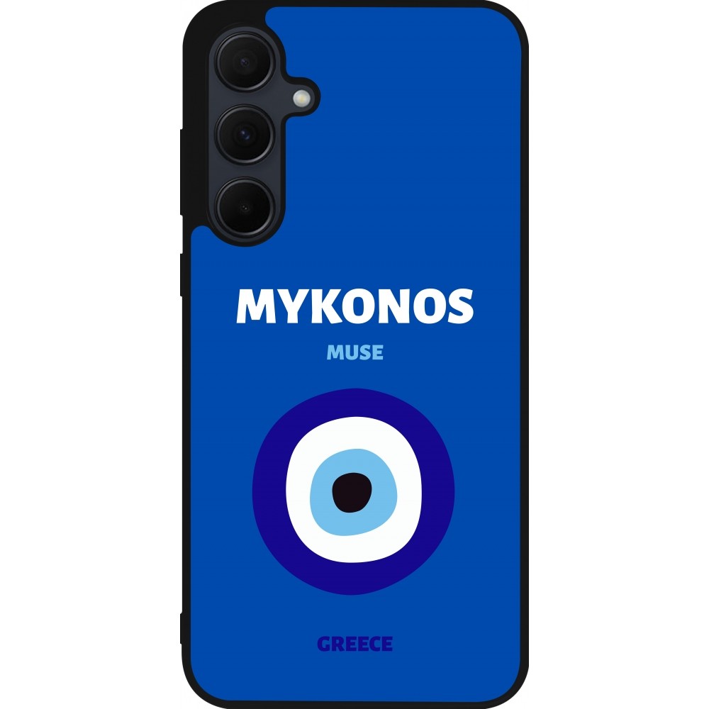 Samsung Galaxy A35 5G Case Hülle - Silikon schwarz Pop Summer Destination Mykonos