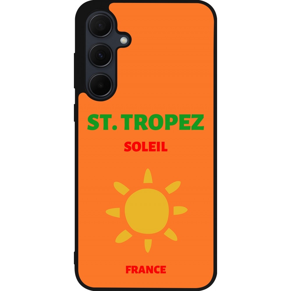 Samsung Galaxy A35 5G Case Hülle - Silikon schwarz Pop Summer Destination St-Tropez