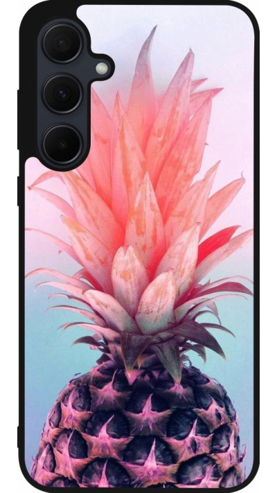 Coque Samsung Galaxy A35 5G - Silicone rigide noir Purple Pink Pineapple