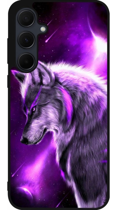 Coque Samsung Galaxy A35 5G - Silicone rigide noir Purple Sky Wolf