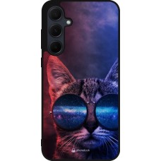 Samsung Galaxy A35 5G Case Hülle - Silikon schwarz Red Blue Cat Glasses