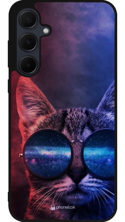 Coque Samsung Galaxy A35 5G - Silicone rigide noir Red Blue Cat Glasses