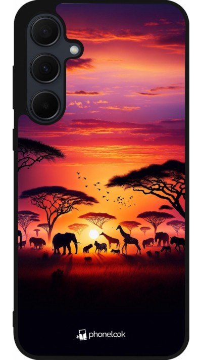 Coque Samsung Galaxy A35 5G - Silicone rigide noir Safari sunset wildlife