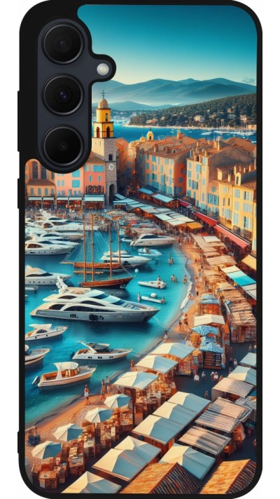 Coque Samsung Galaxy A35 5G - Silicone rigide noir Saint-Tropez Beach