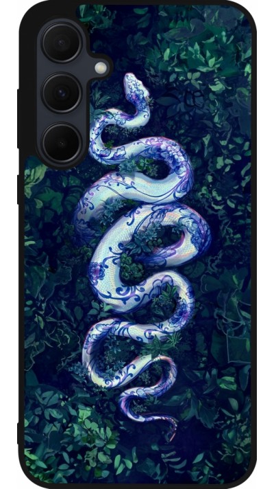 Coque Samsung Galaxy A35 5G - Silicone rigide noir Serpent Blue Anaconda