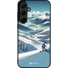 Samsung Galaxy A35 5G Case Hülle - Silikon schwarz Snowboarder Berg