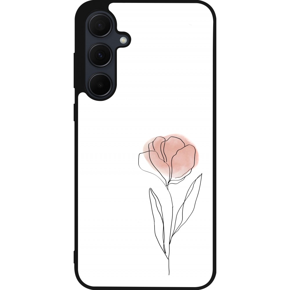 Samsung Galaxy A35 5G Case Hülle - Silikon schwarz Spring 23 minimalist flower