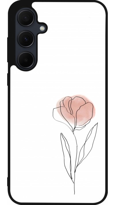 Samsung Galaxy A35 5G Case Hülle - Silikon schwarz Spring 23 minimalist flower