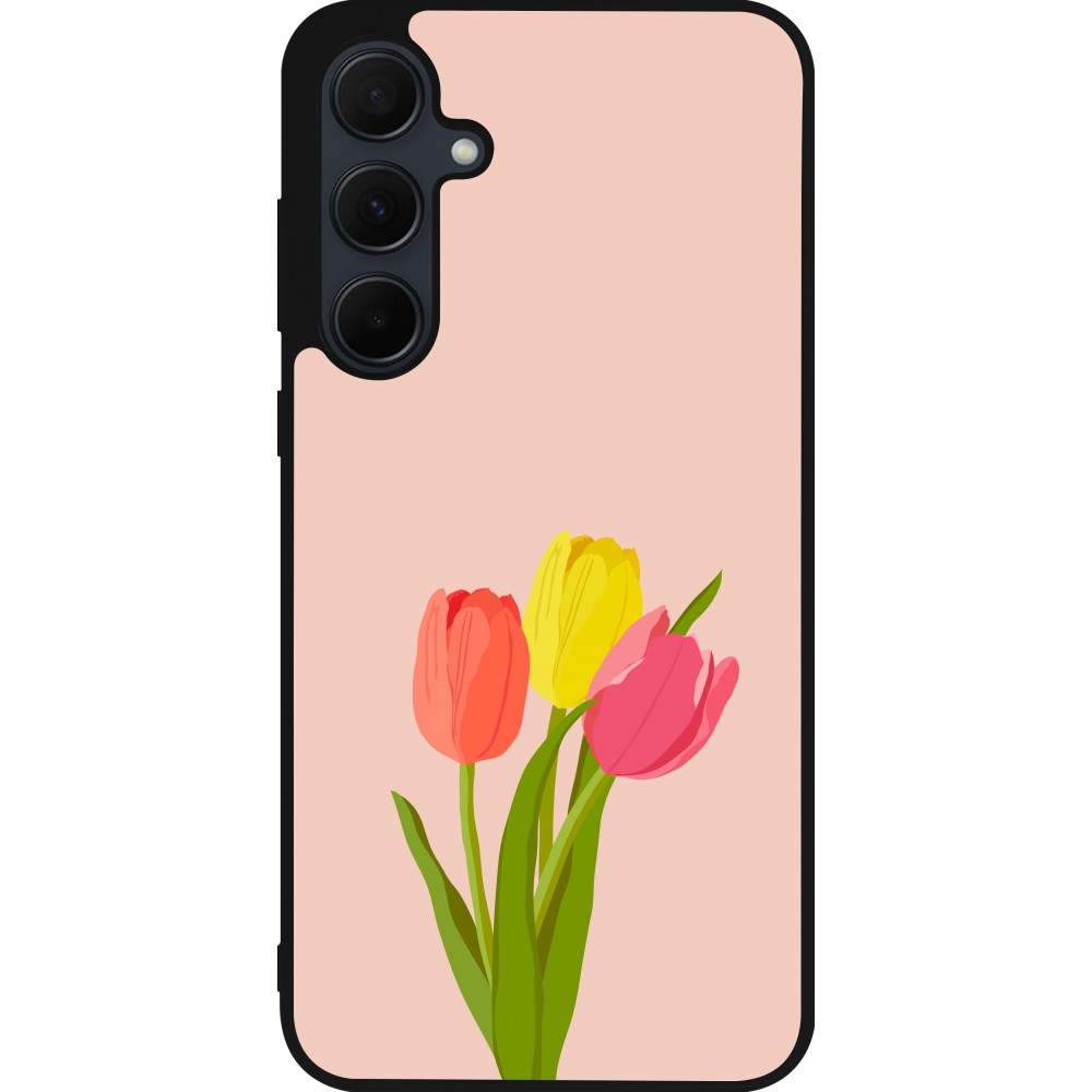 Samsung Galaxy A35 5G Case Hülle - Silikon schwarz Spring 23 tulip trio