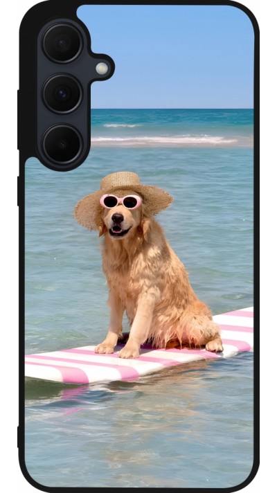 Samsung Galaxy A35 5G Case Hülle - Silikon schwarz Summer Dog on Paddle