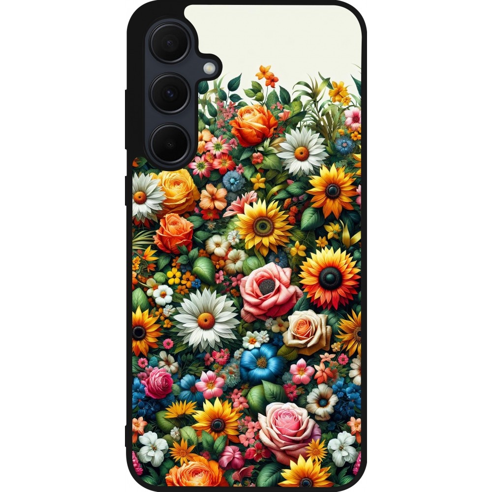 Samsung Galaxy A35 5G Case Hülle - Silikon schwarz Sommer Blumenmuster